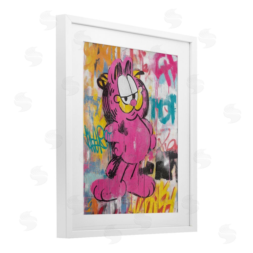 Svetlana Aleynikova Lazy Cat In City Modern Urban White Framed Print Under Glass Wall Art