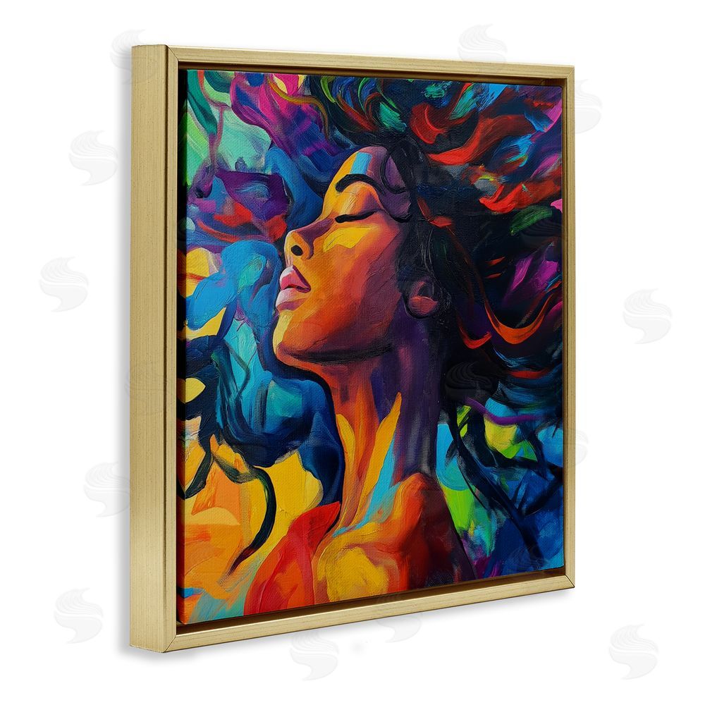 Svetlana Aleynikova Radiant Flow Woman Gold Floating Frame Canvas Wall Art Print