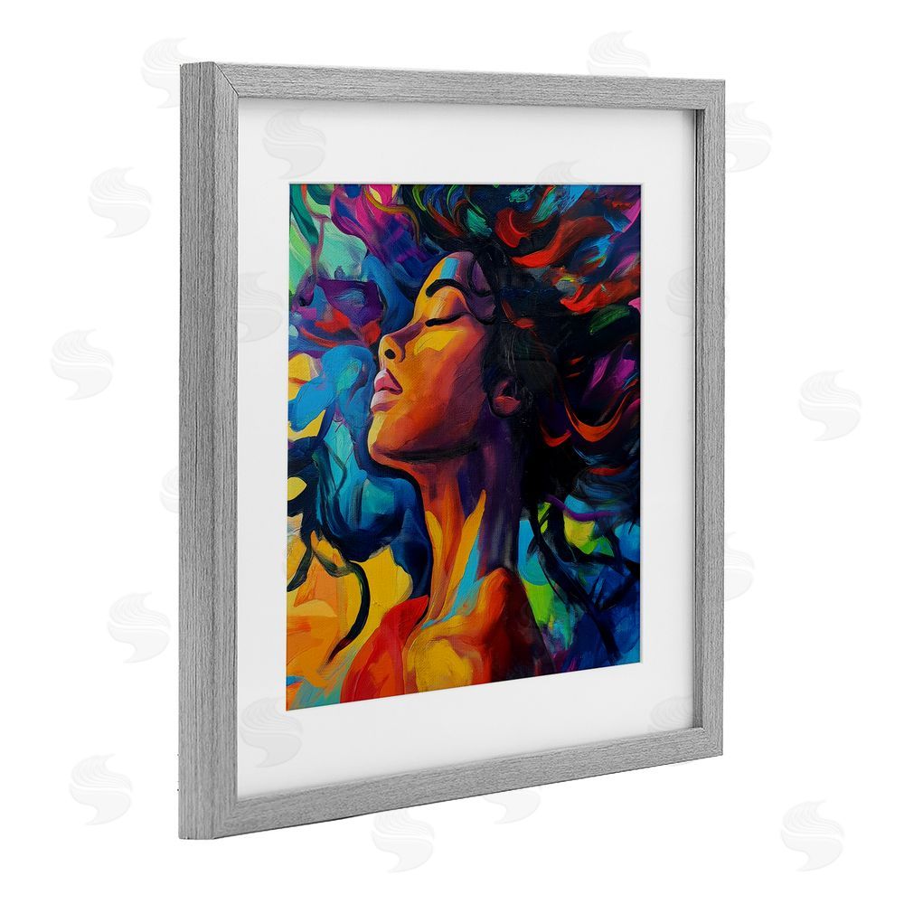 Svetlana Aleynikova Radiant Flow Woman Gray Framed Print Under Glass Wall Art