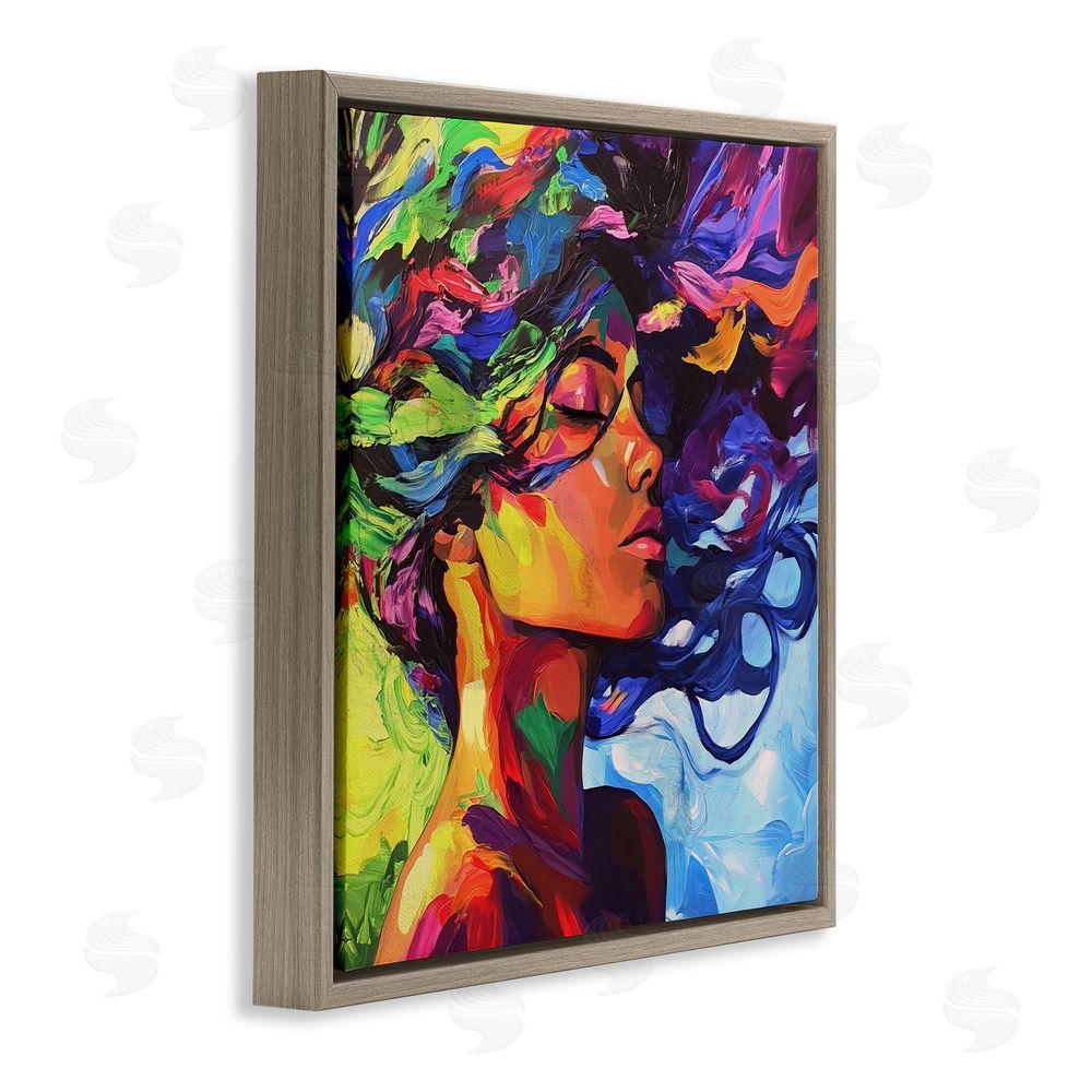 Svetlana Aleynikova Flowing Whirlwind Of Colors Brown Floating Frame Canvas Wall Art Print