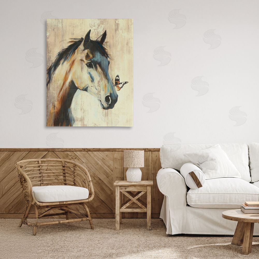 Svetlana Aleynikova Tiny Magic Horse & Butterfly Stretched Canvas Wall Art in Room