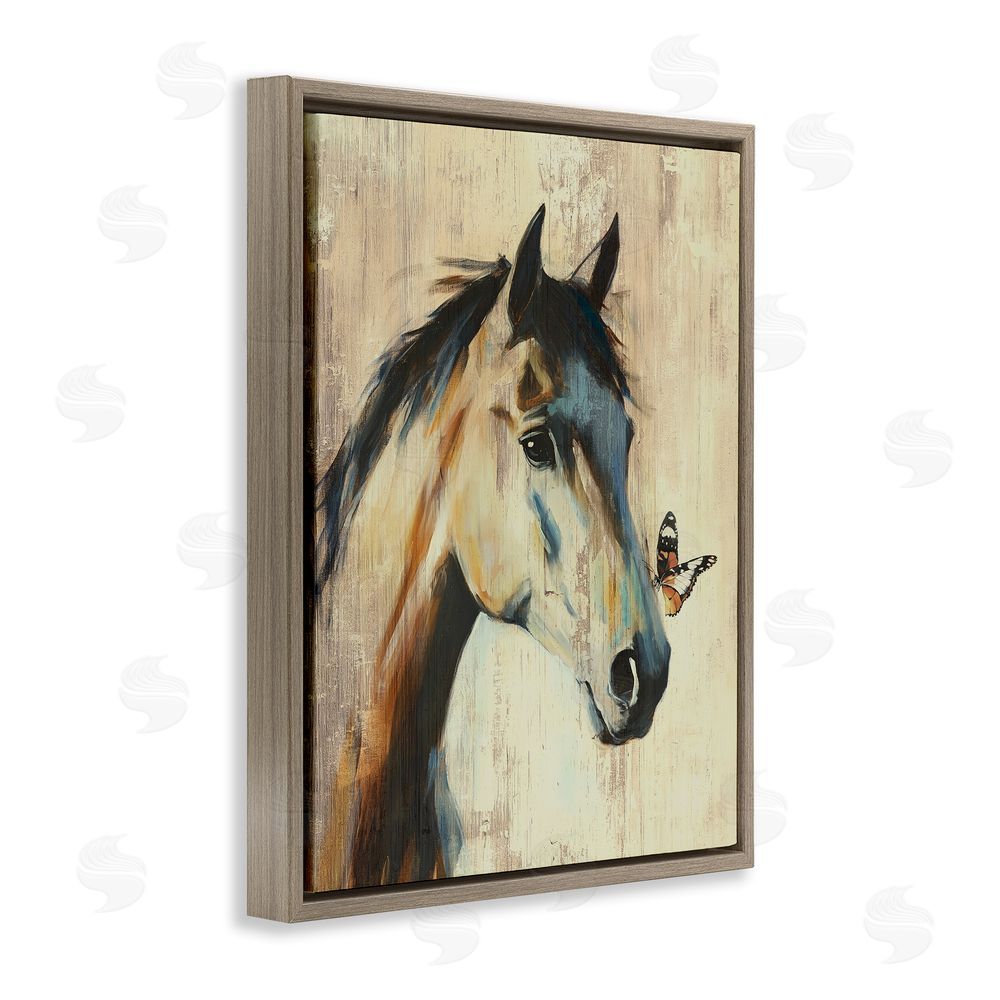 Svetlana Aleynikova Tiny Magic Horse & Butterfly Brown Floating Frame Canvas Wall Art Print