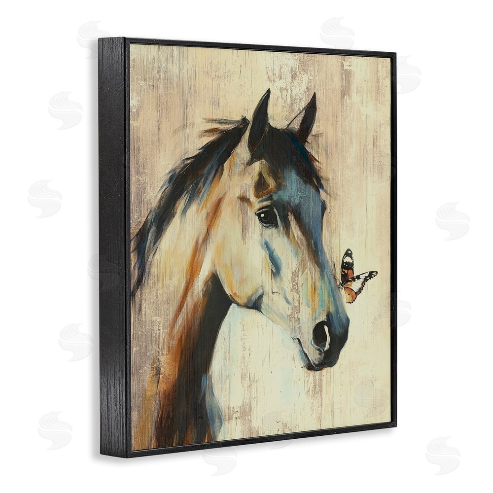 Svetlana Aleynikova Tiny Magic Horse & Butterfly Black Framed Giclee Wall Art Print