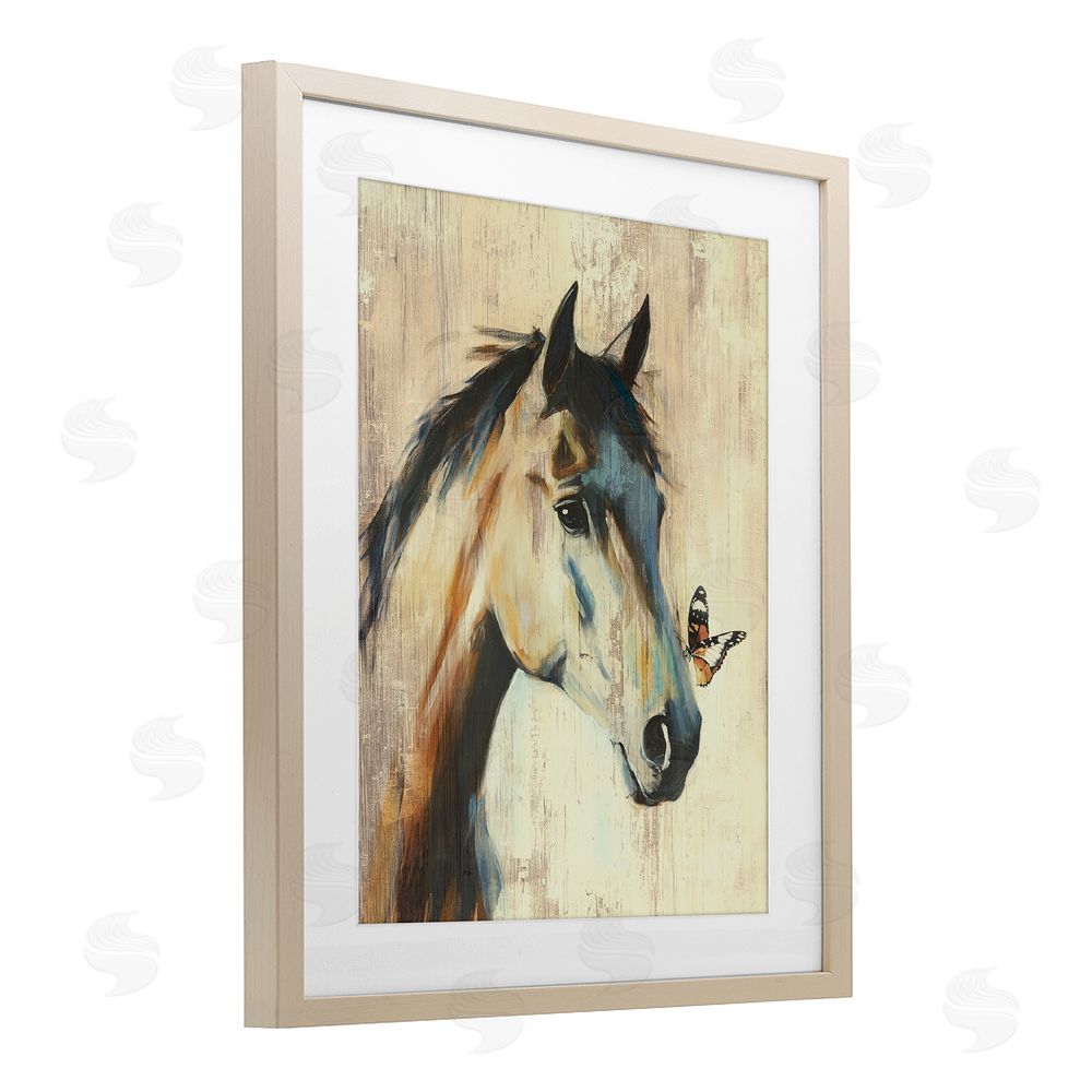 Svetlana Aleynikova Tiny Magic Horse & Butterfly Birch Framed Print Under Glass Wall Art