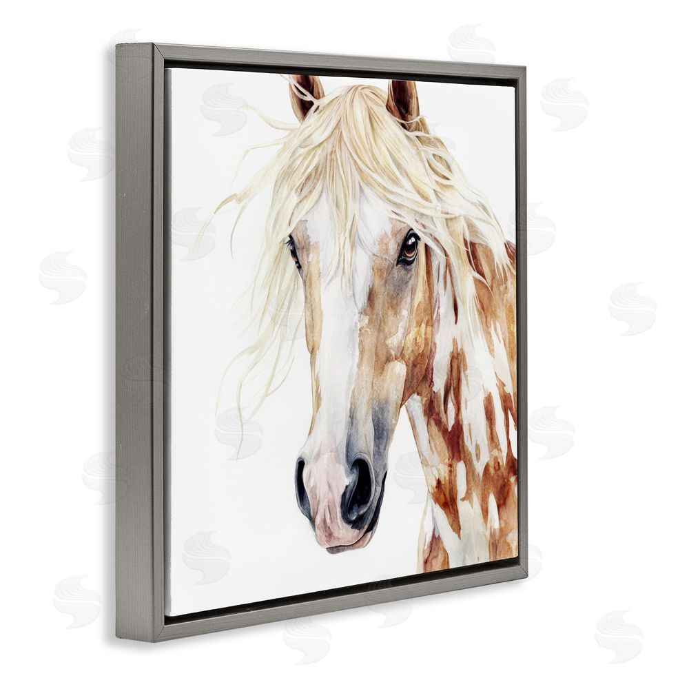 Svetlana Aleynikova Majestic Mane Spotted Horse Gray Floating Frame Canvas Wall Art Print