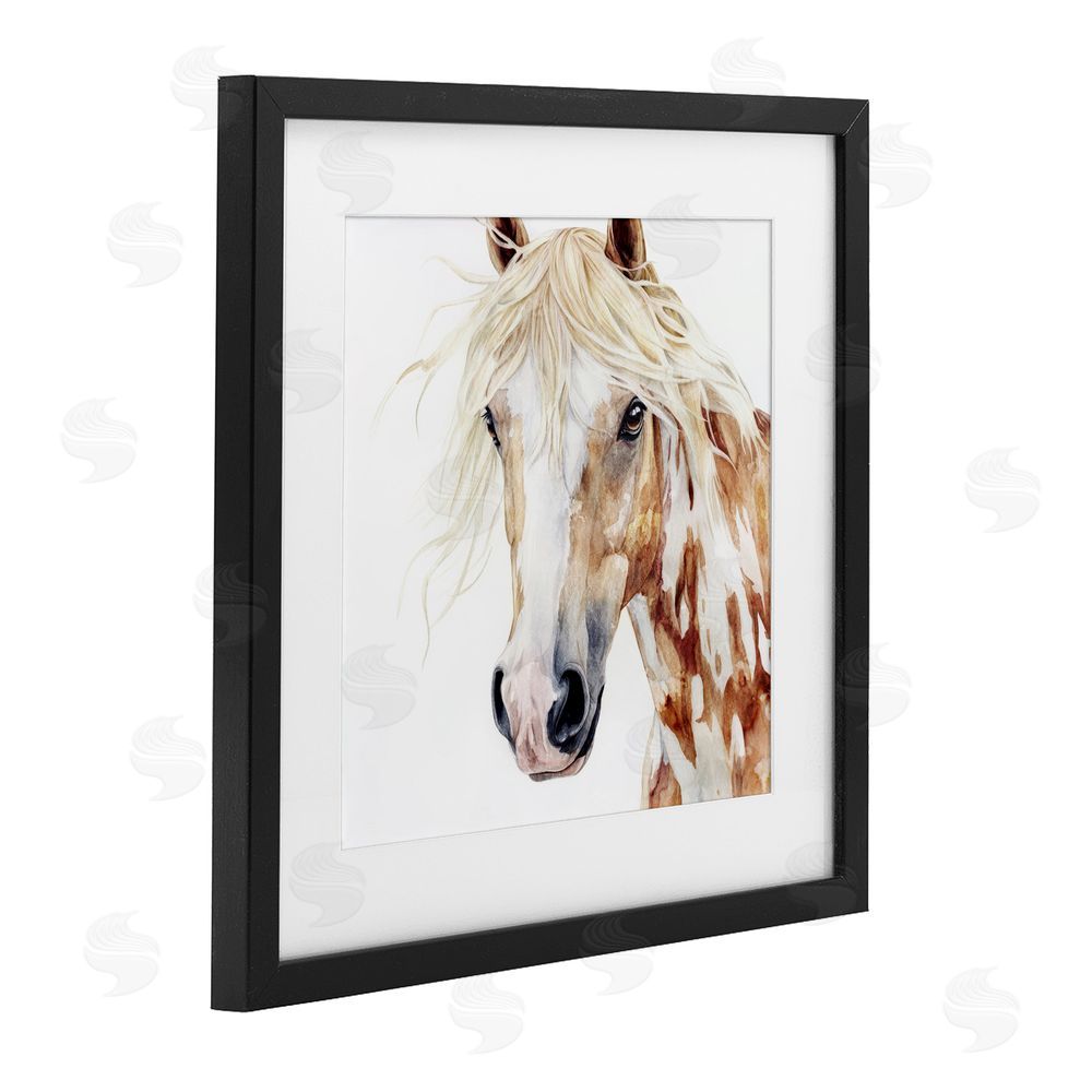 Svetlana Aleynikova Majestic Mane Spotted Horse Black Framed Print Under Glass Wall Art
