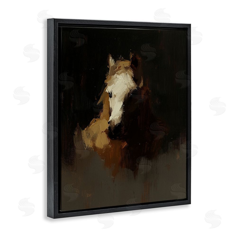 Svetlana Aleynikova Abstract Rider Horse Illusion Black Floating Frame Canvas Wall Art Print