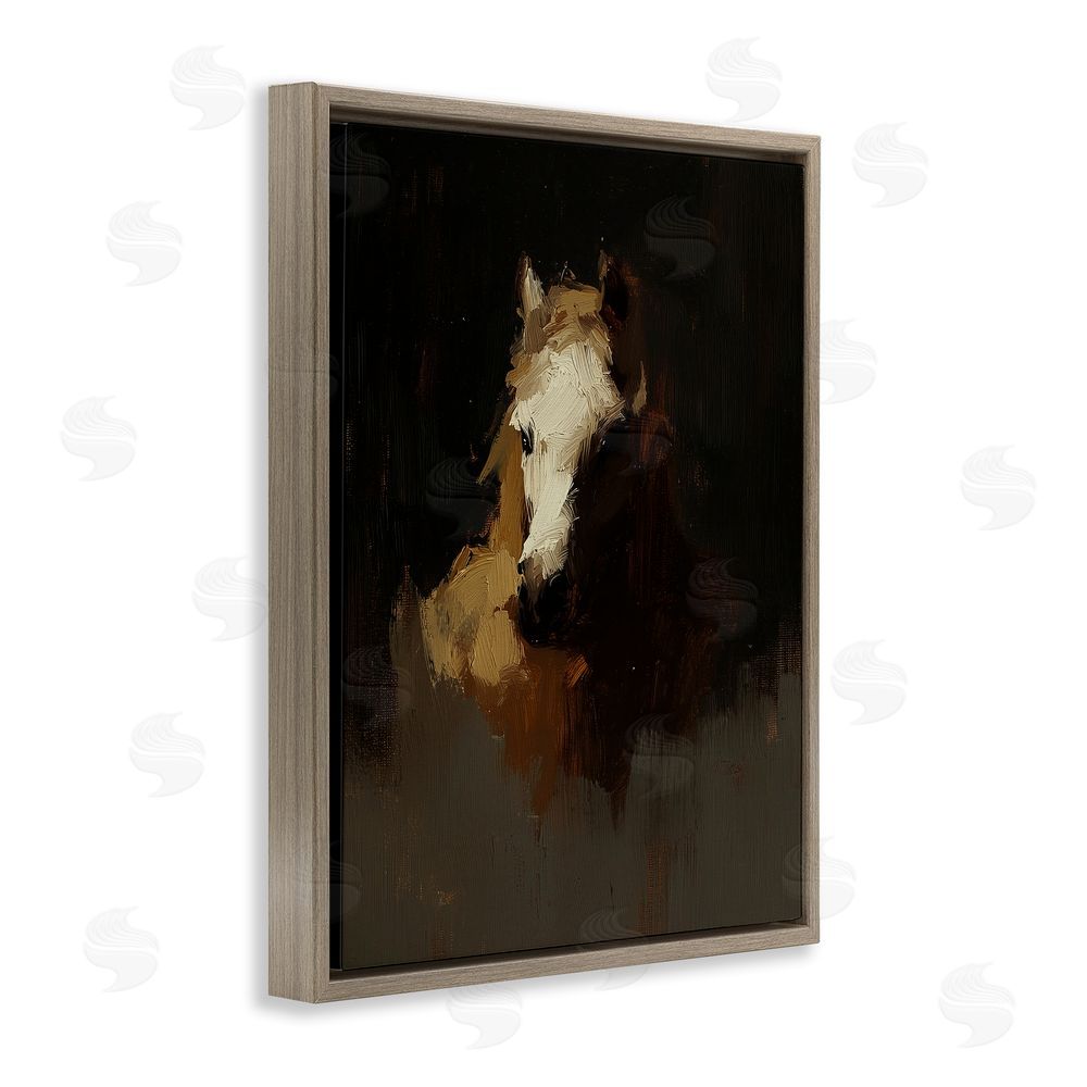 Svetlana Aleynikova Abstract Rider Horse Illusion Brown Floating Frame Canvas Wall Art Print