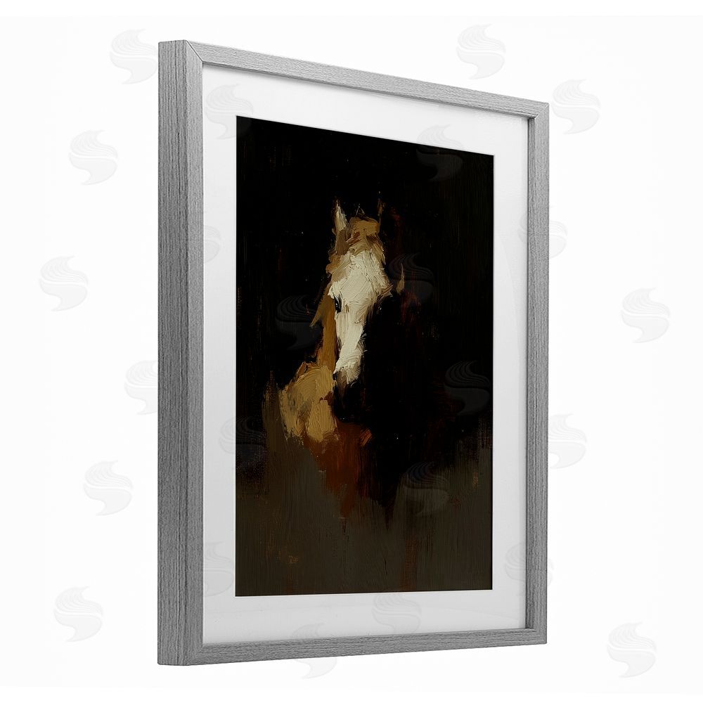Svetlana Aleynikova Abstract Rider Horse Illusion Gray Framed Print Under Glass Wall Art