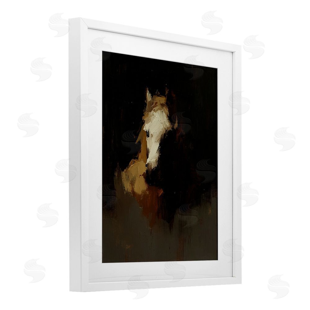 Svetlana Aleynikova Abstract Rider Horse Illusion White Framed Print Under Glass Wall Art