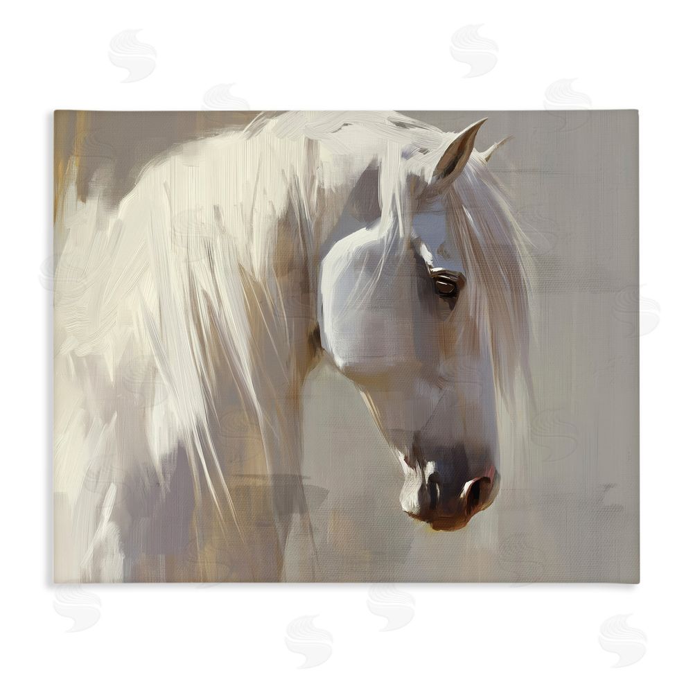Svetlana Aleynikova White Moon Horse Stretched Canvas Wall Art Print