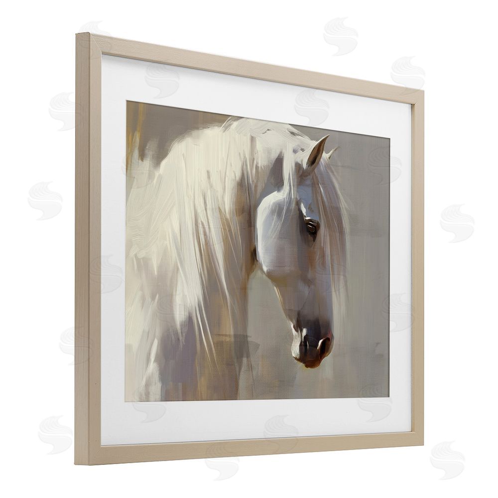 Svetlana Aleynikova White Moon Horse Birch Framed Print Under Glass Wall Art
