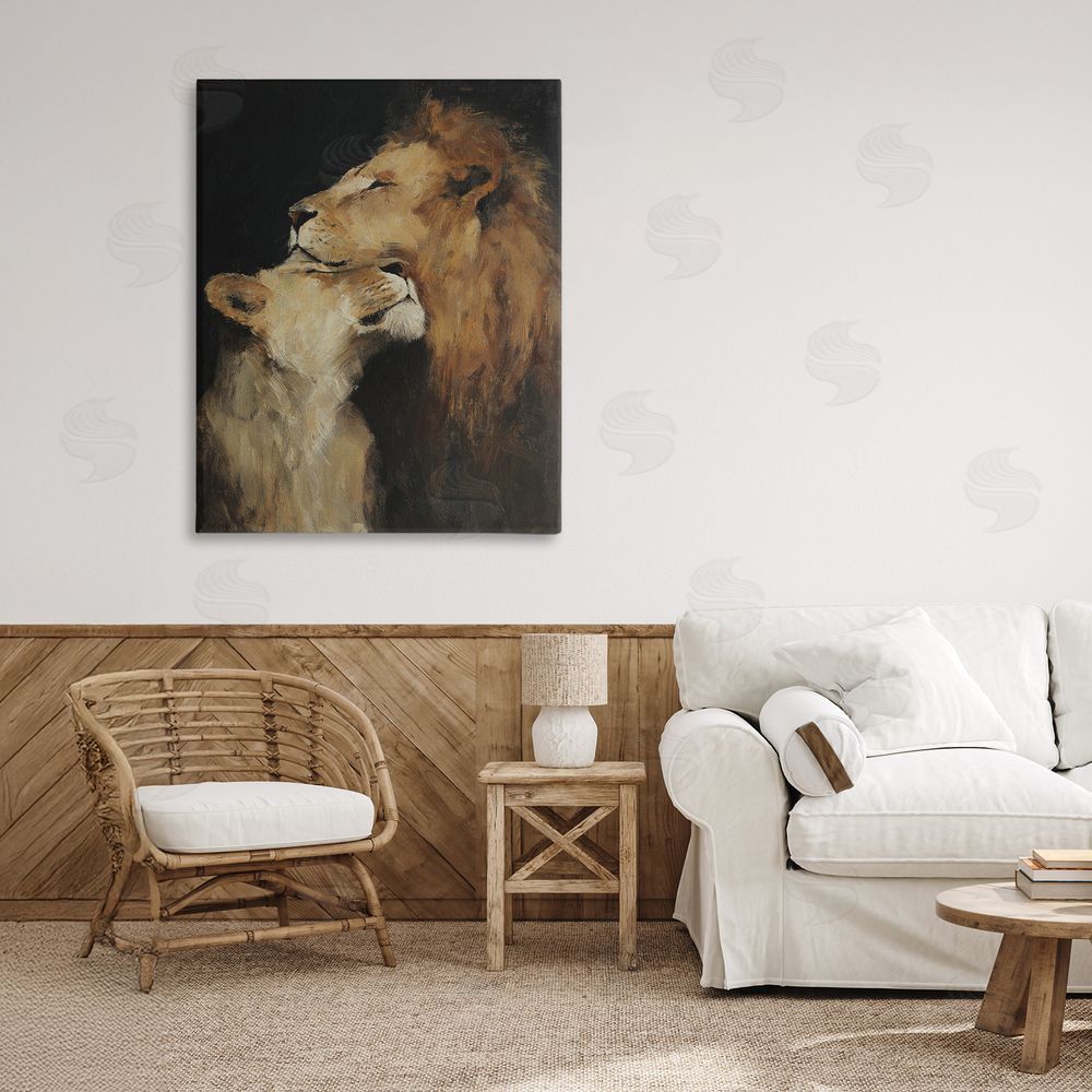 Svetlana Aleynikova Regal Pair of Lions Canvas Wall Art Print in Room