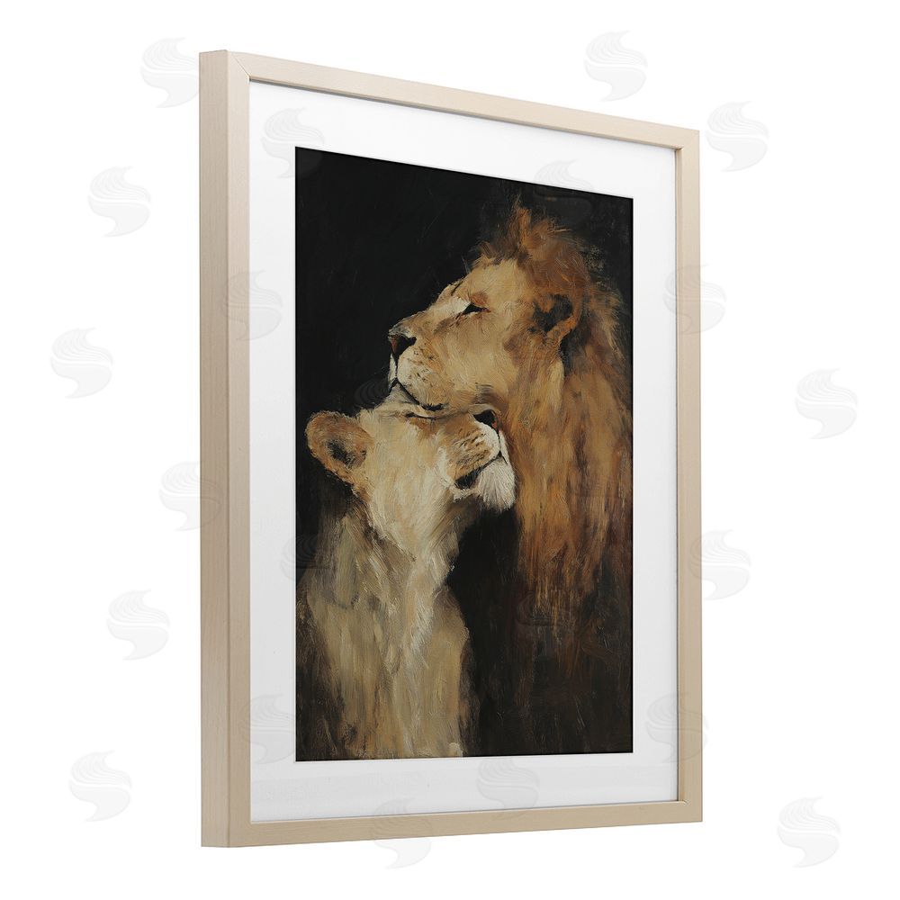 Svetlana Aleynikova Regal Pair of Lions Birch Framed Print Under Glass Wall Art