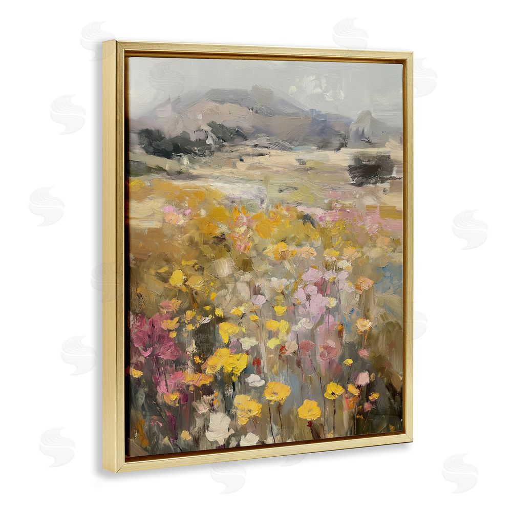 Svetlana Aleynikova Meadow's Heartbeat Abstraction Gold Floating Frame Canvas Wall Art Print