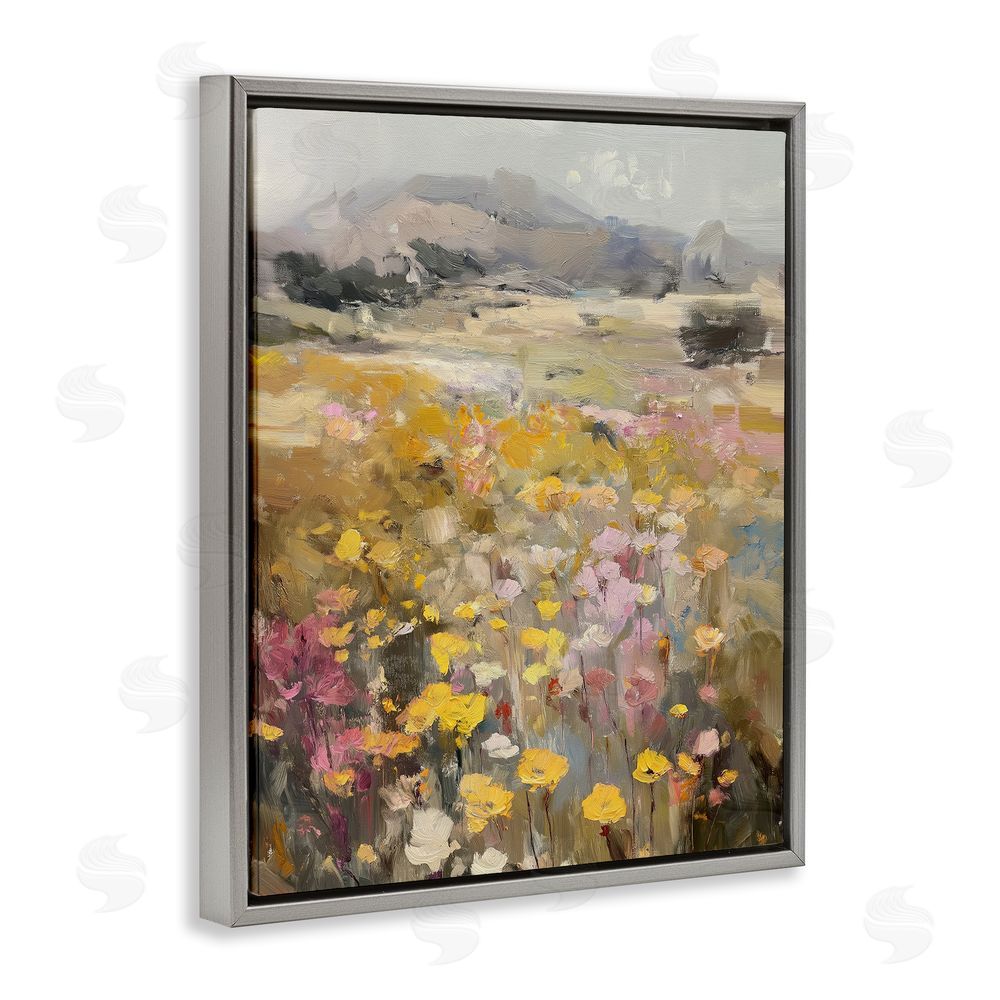 Svetlana Aleynikova Meadow's Heartbeat Abstraction Gray Floating Frame Canvas Wall Art Print