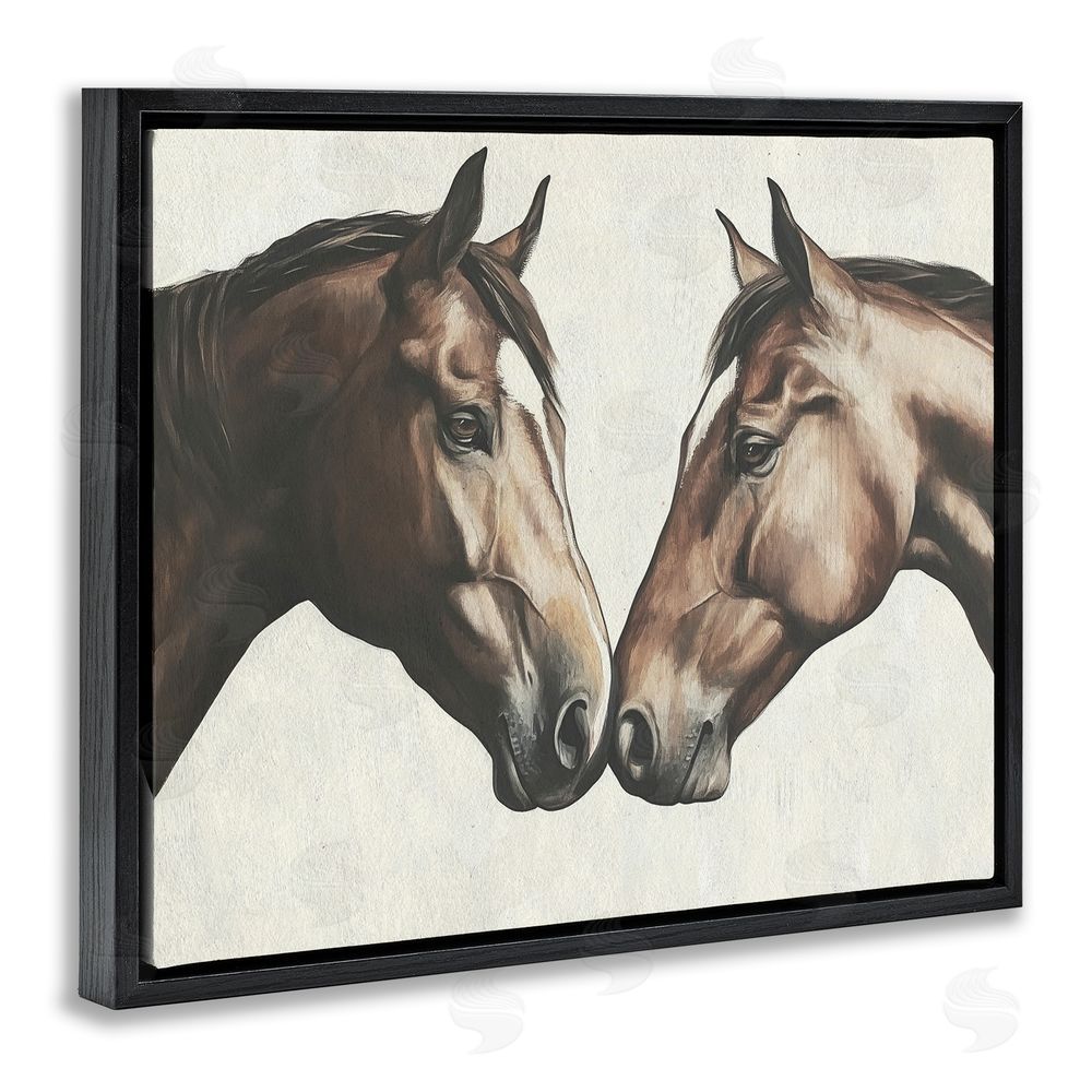Svetlana Aleynikova Equine Companions Pair Black Floating Frame Canvas Wall Art Print