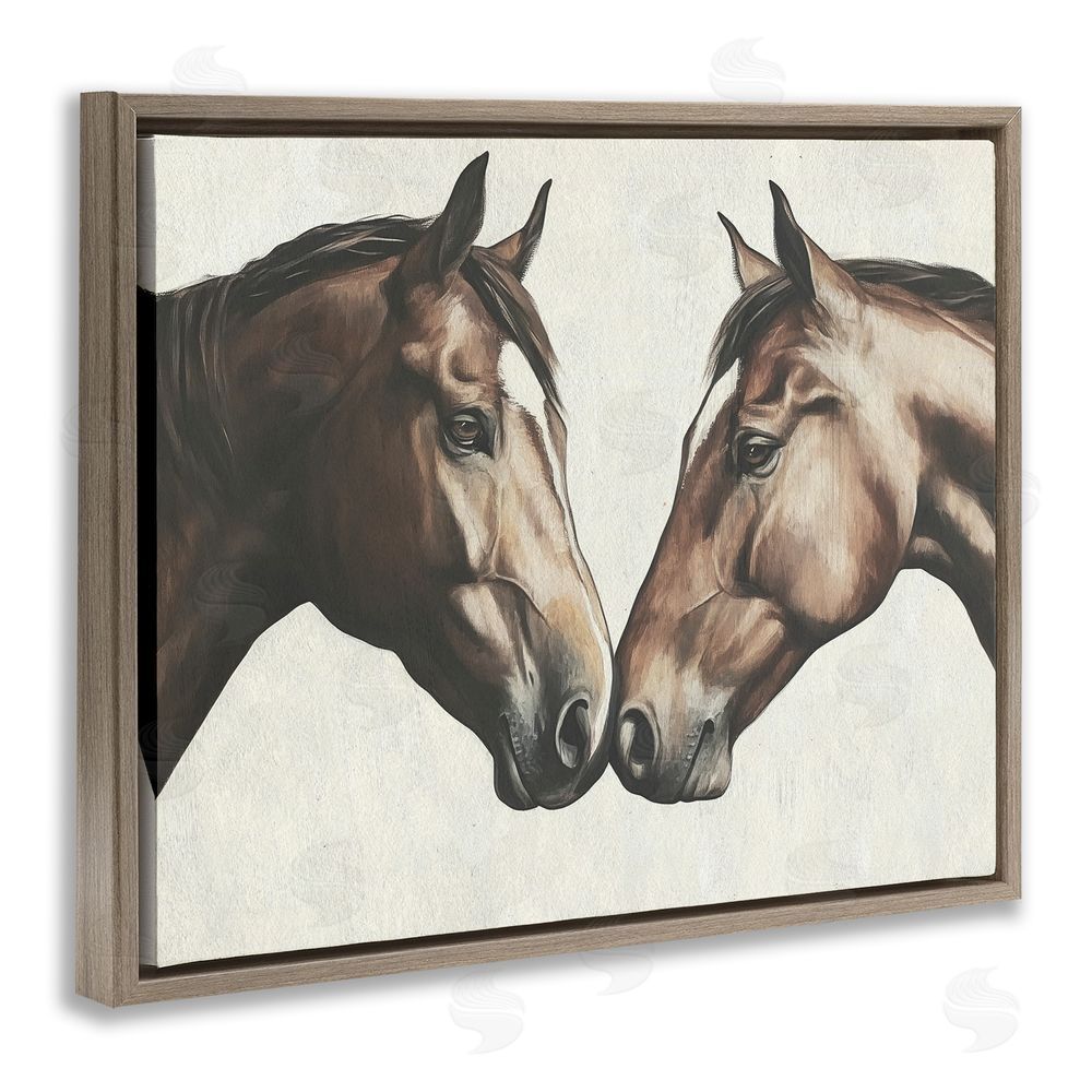 Svetlana Aleynikova Equine Companions Pair Brown Floating Frame Canvas Wall Art Print