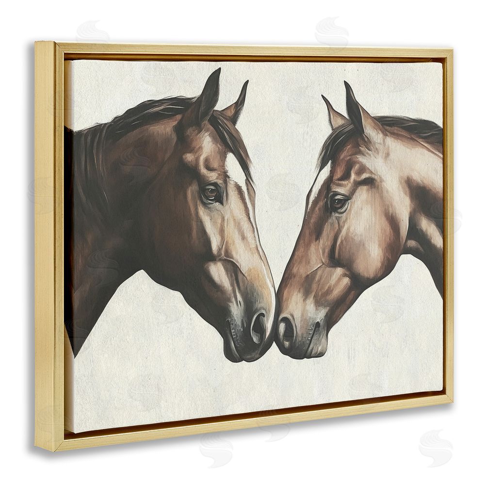 Svetlana Aleynikova Equine Companions Pair Gold Floating Frame Canvas Wall Art Print