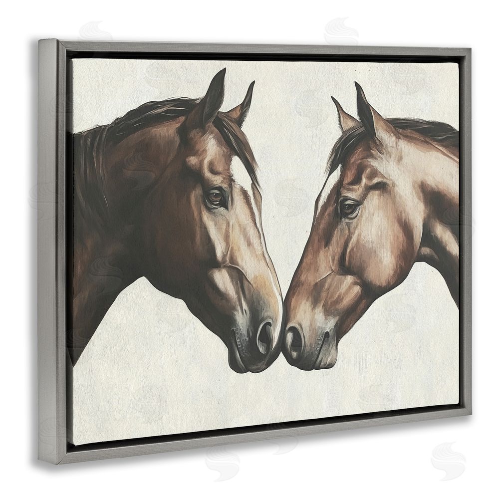 Svetlana Aleynikova Equine Companions Pair Gray Floating Frame Canvas Wall Art Print