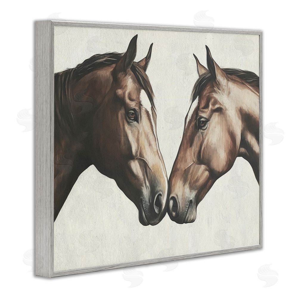 Svetlana Aleynikova Equine Companions Pair Gray Framed Giclee Wall Art Print