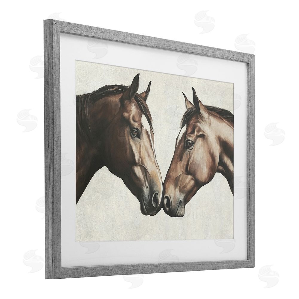 Svetlana Aleynikova Equine Companions Pair Gray Framed Print Under Glass Wall Art