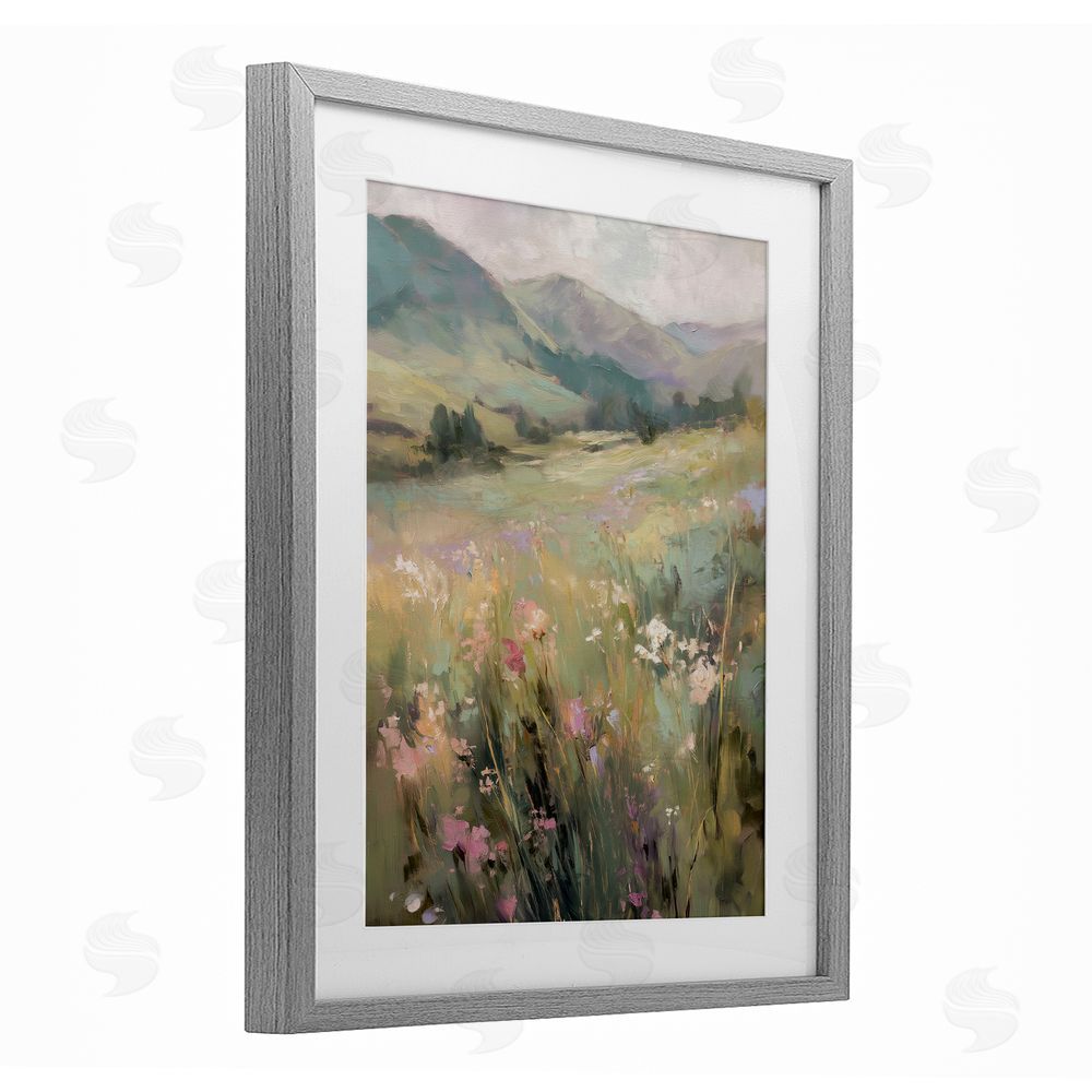 Svetlana Aleynikova Sunlit Meadows Landscape Gray Framed Print Under Glass Wall Art