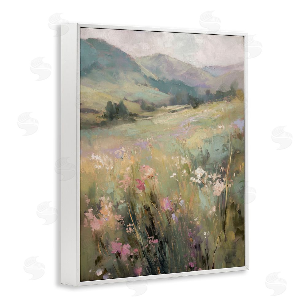 Svetlana Aleynikova Sunlit Meadows Landscape White Framed Giclee Wall Art Print
