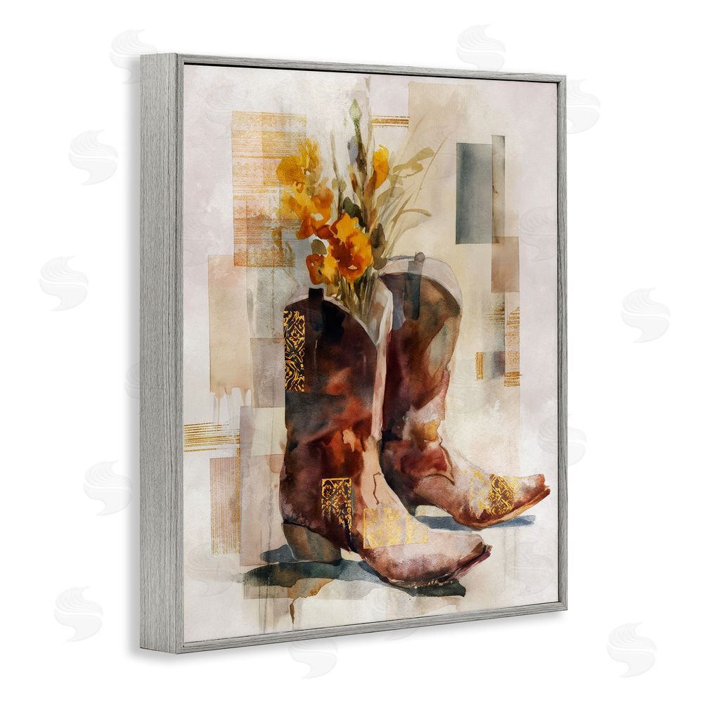 Svetlana Aleynikova Western Roots & Blooms Gray Framed Giclee Wall Art Print