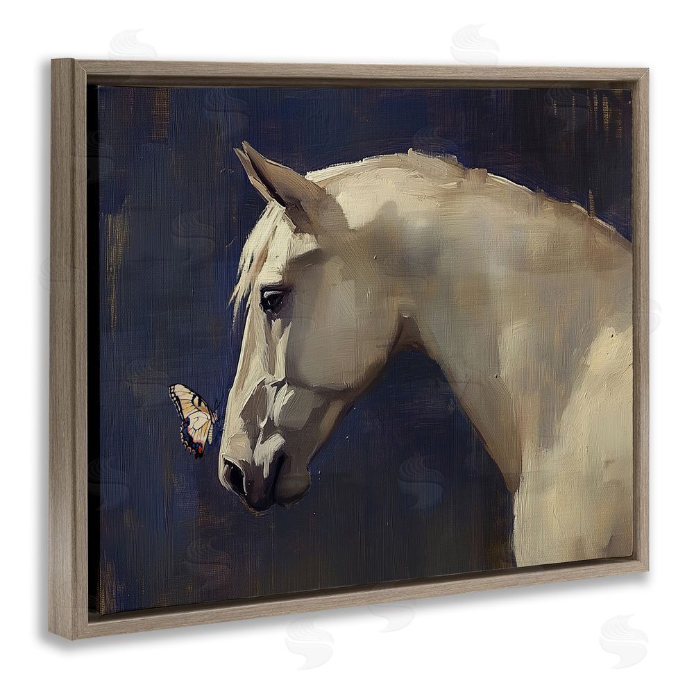 Svetlana Aleynikova Peaceful Meeting Horse & Butterfly Brown Floating Frame Canvas Wall Art Print