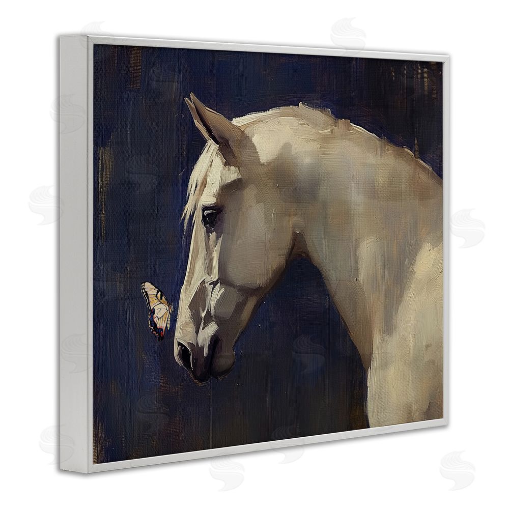 Svetlana Aleynikova Peaceful Meeting Horse & Butterfly White Framed Giclee Wall Art Print