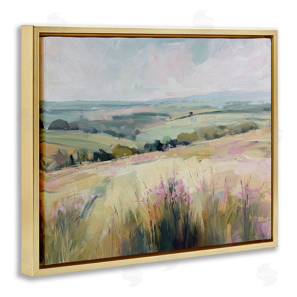 Svetlana Aleynikova Summer Meadow Viewpoint Gold Floating Frame Canvas Wall Art Print