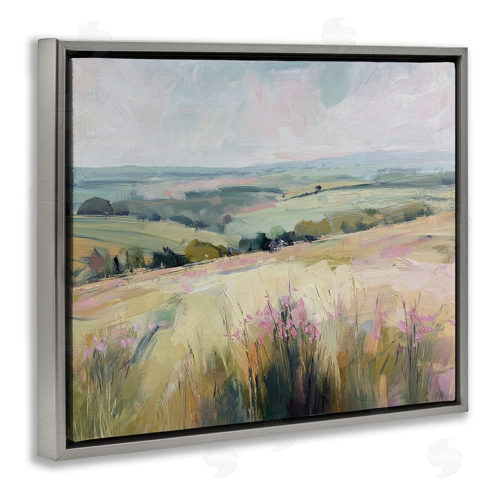 Svetlana Aleynikova Summer Meadow Viewpoint Gray Floating Frame Canvas Wall Art Print