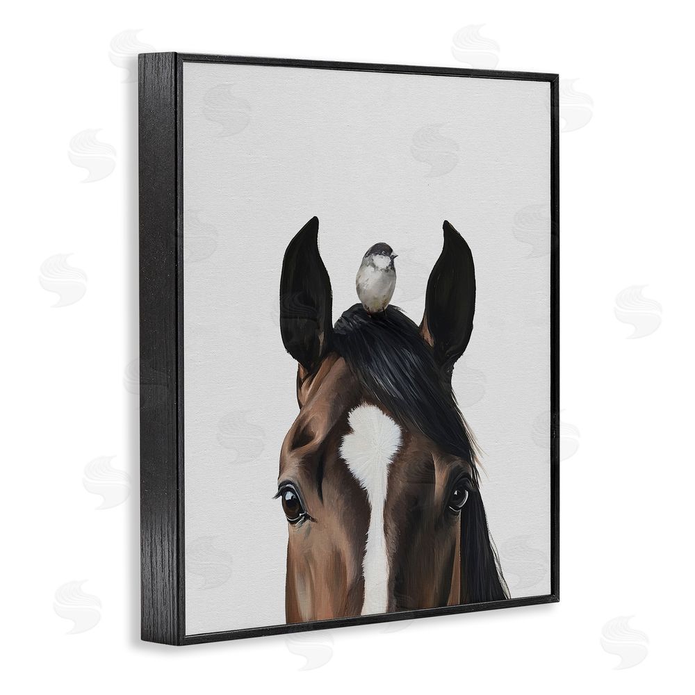 Svetlana Aleynikova Quiet Companion Horse & Bird Black Framed Giclee Wall Art Print