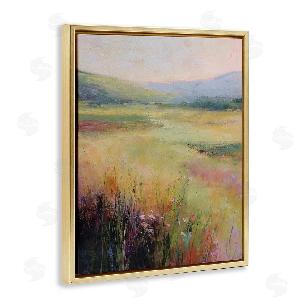 Svetlana Aleynikova Green Valley View Gold Floating Frame Canvas Wall Art Print