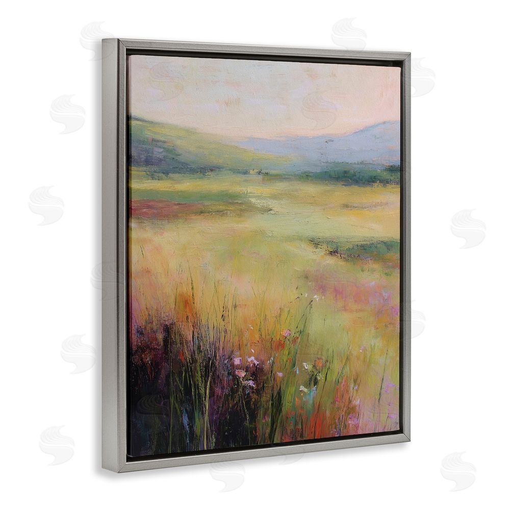 Svetlana Aleynikova Green Valley View Gray Floating Frame Canvas Wall Art Print