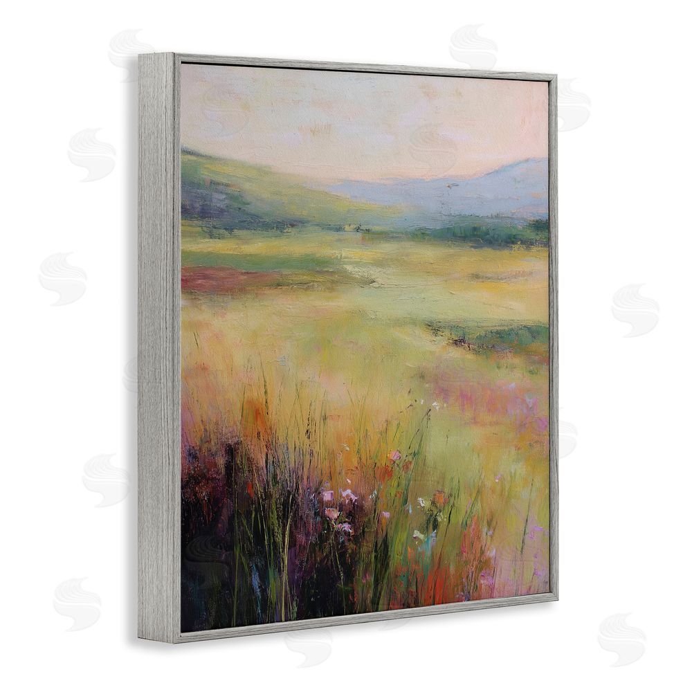 Svetlana Aleynikova Green Valley View Gray Framed Giclee Wall Art Print