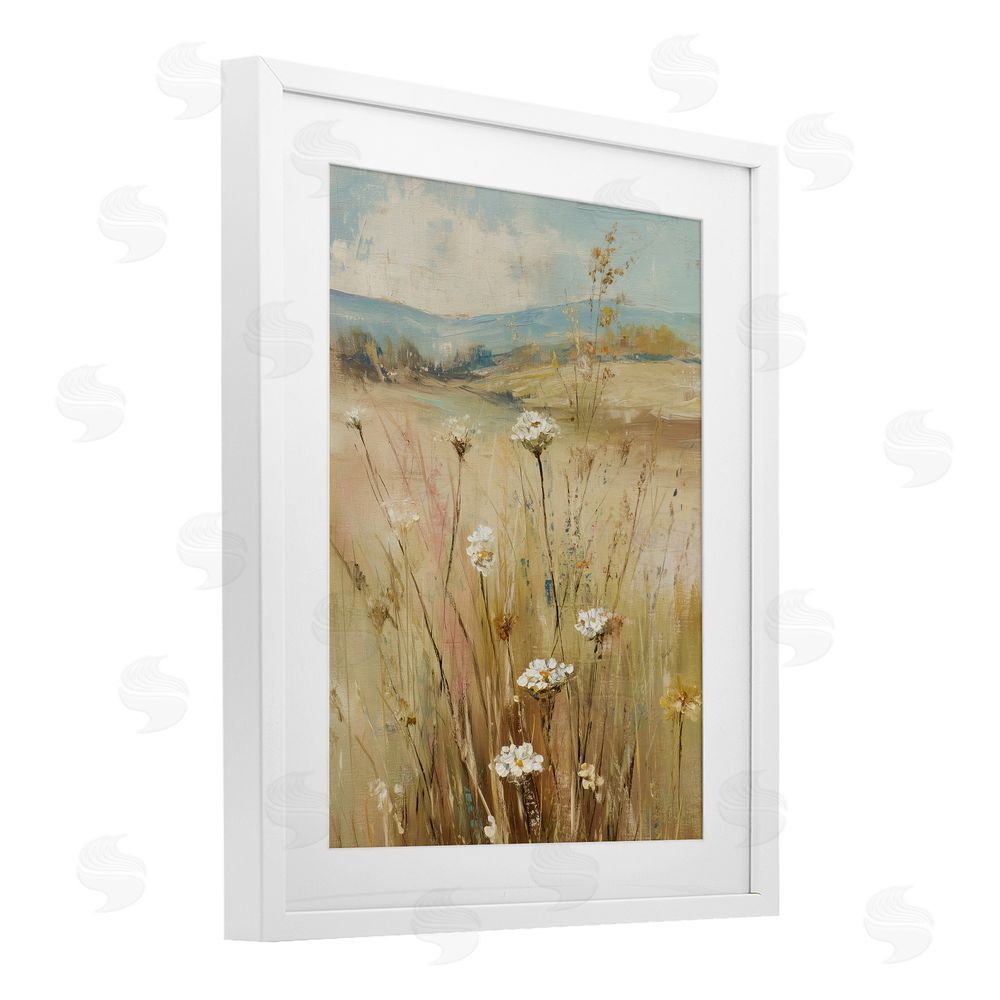 Svetlana Aleynikova Natural Lush Hillside Blooms White Framed Print Under Glass Wall Art