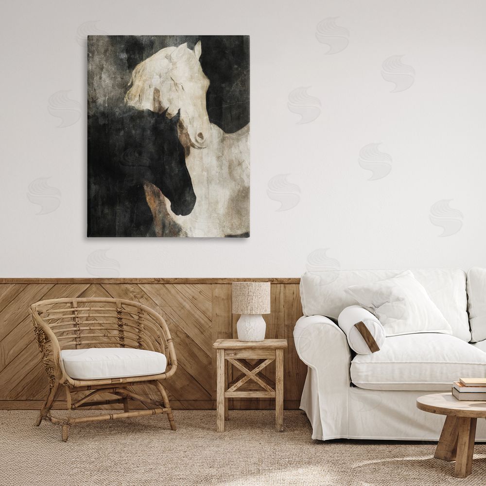 Svetlana Aleynikova Dual Spirit Horses Stretched Canvas Wall Art Print in Room