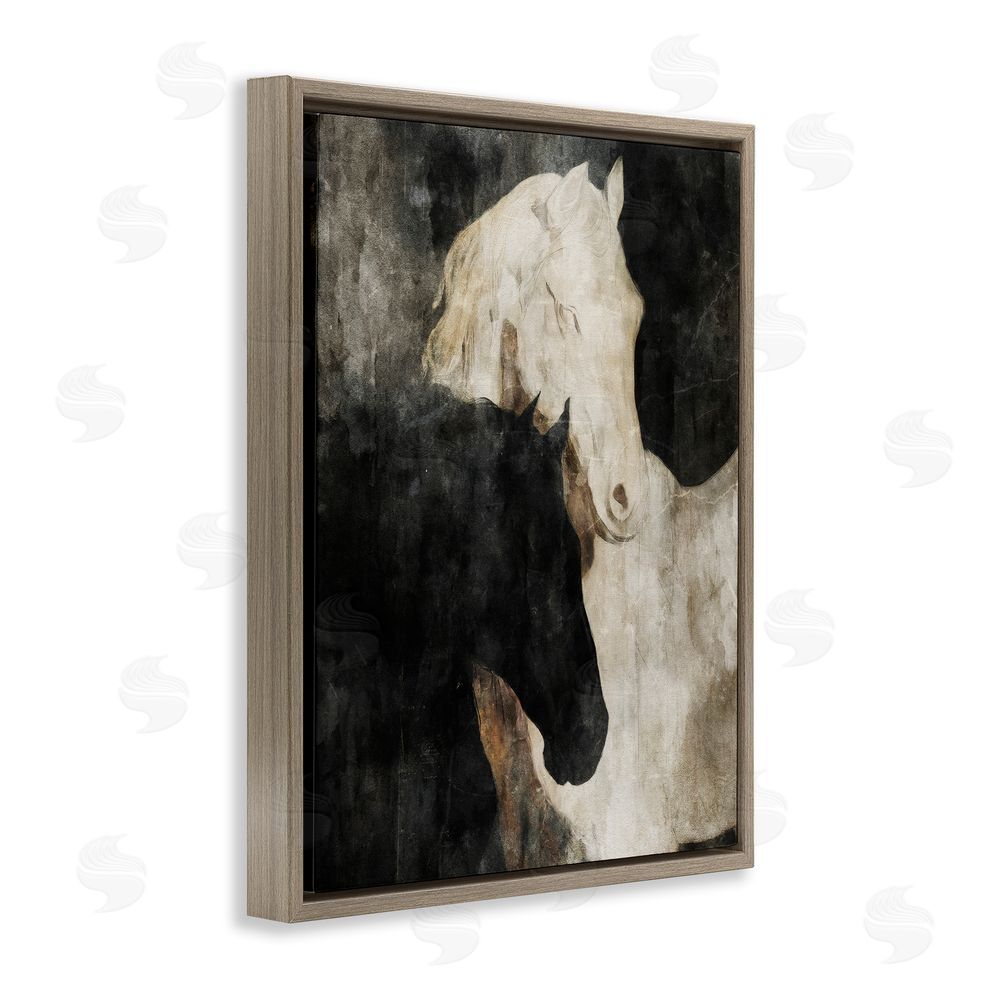 Svetlana Aleynikova Dual Spirit Horses Brown Floating Frame Canvas Wall Art Print