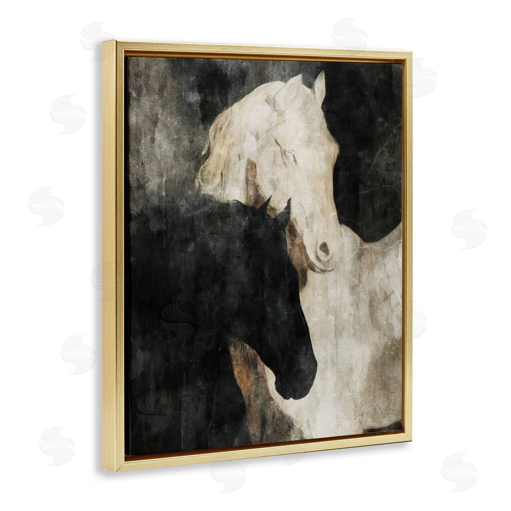 Svetlana Aleynikova Dual Spirit Horses Gold Floating Frame Canvas Wall Art Print