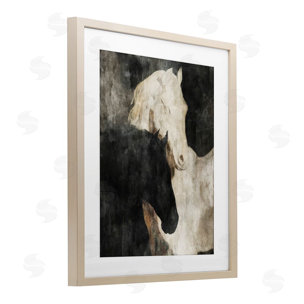 Svetlana Aleynikova Dual Spirit Horses Birch Framed Print Under Glass Wall Art