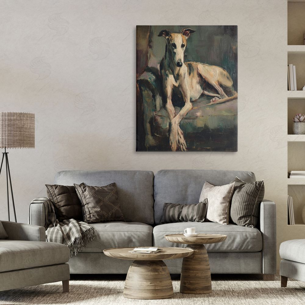 Svetlana Aleynikova Regal Comfort Whippet Dog Canvas Wall Art Print in Room