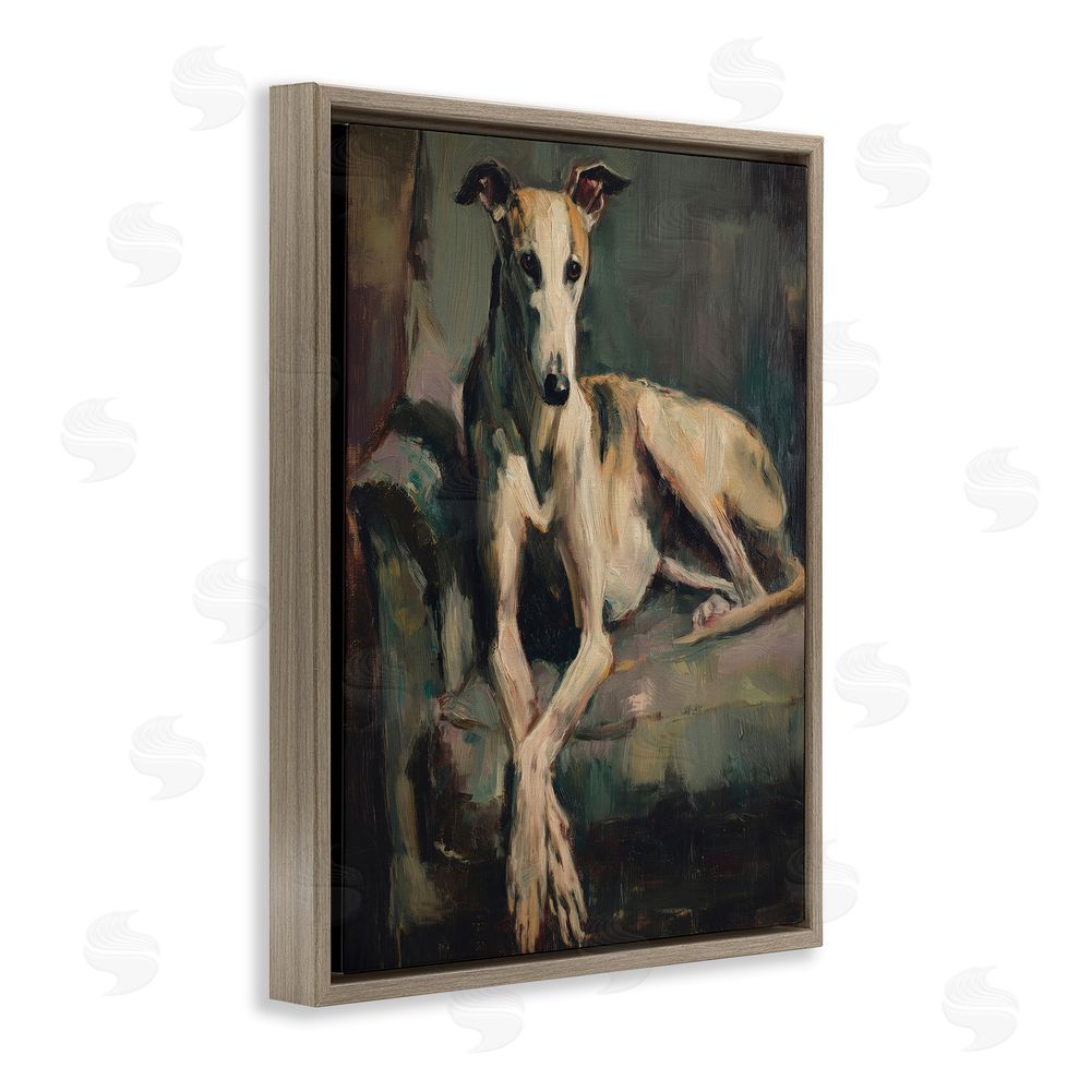 Svetlana Aleynikova Regal Comfort Whippet Dog Brown Floating Frame Canvas Wall Art Print