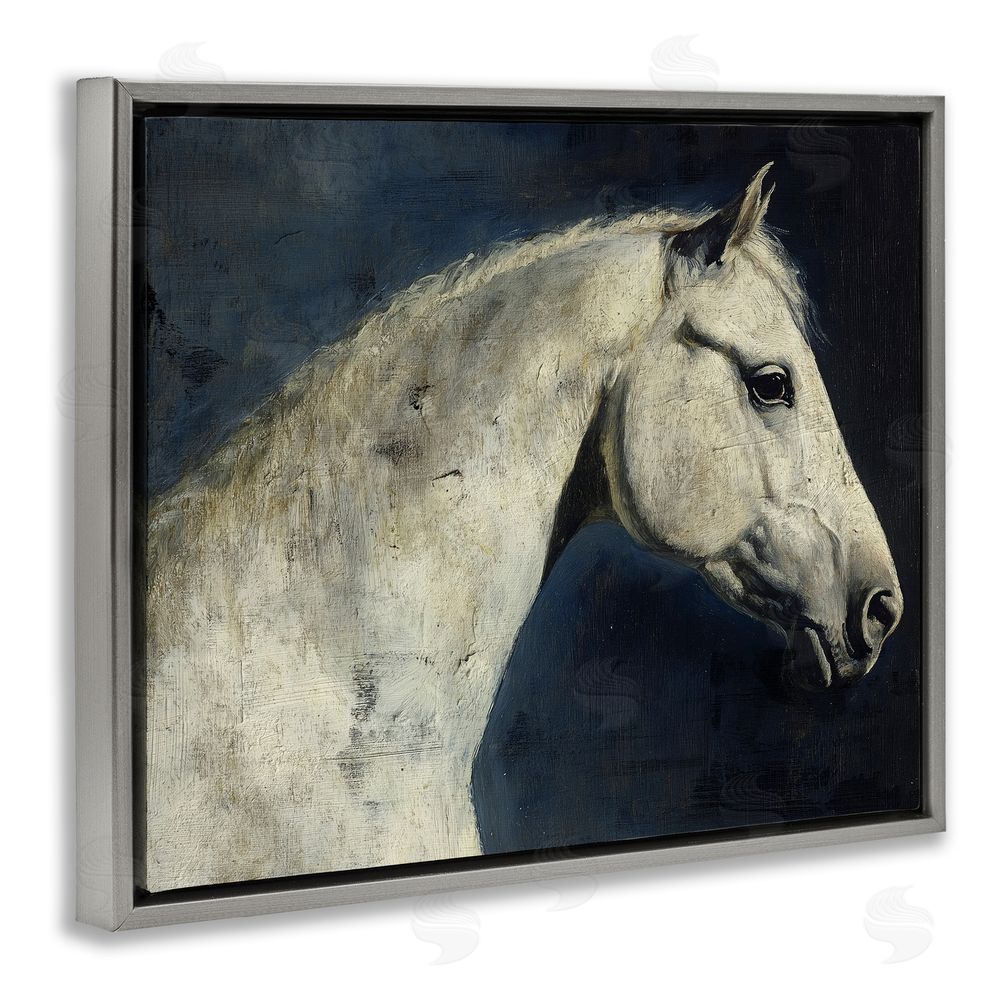 Svetlana Aleynikova Equine On The Blue Night Gray Floating Frame Canvas Wall Art Print