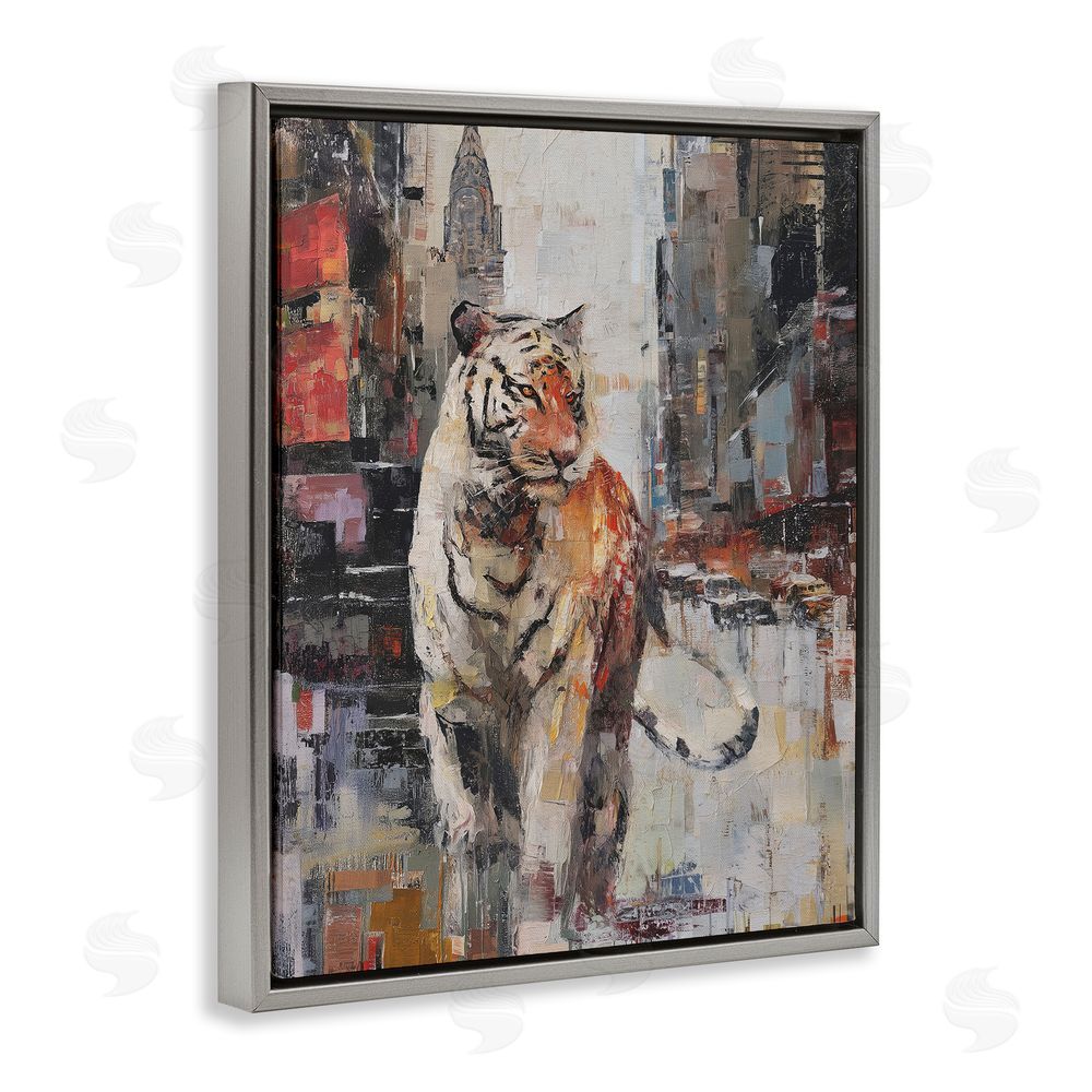 Svetlana Aleynikova Concrete Predator Roaming City Gray Floating Frame Canvas Wall Art Print