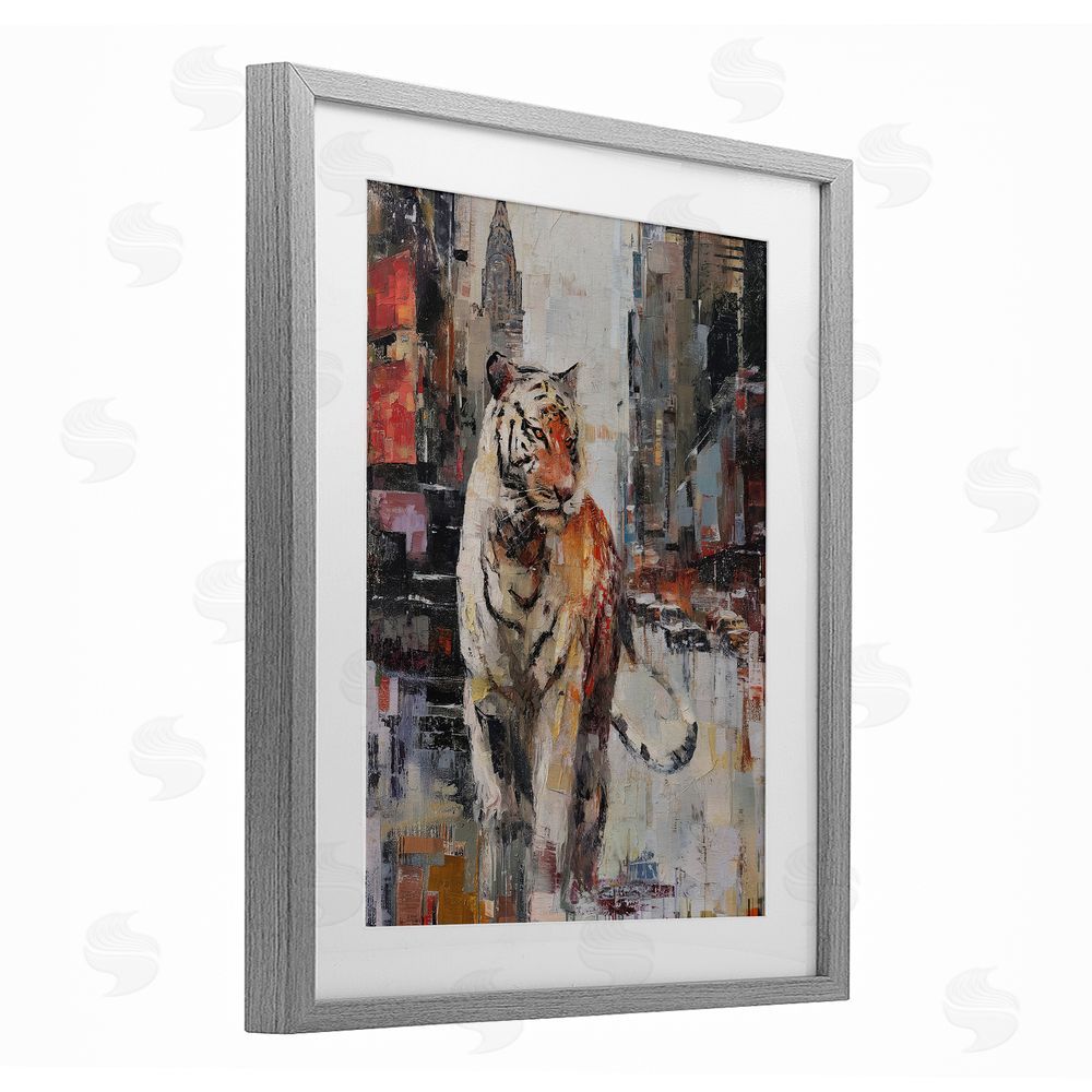 Svetlana Aleynikova Concrete Predator Roaming City Gray Framed Print Under Glass Wall Art