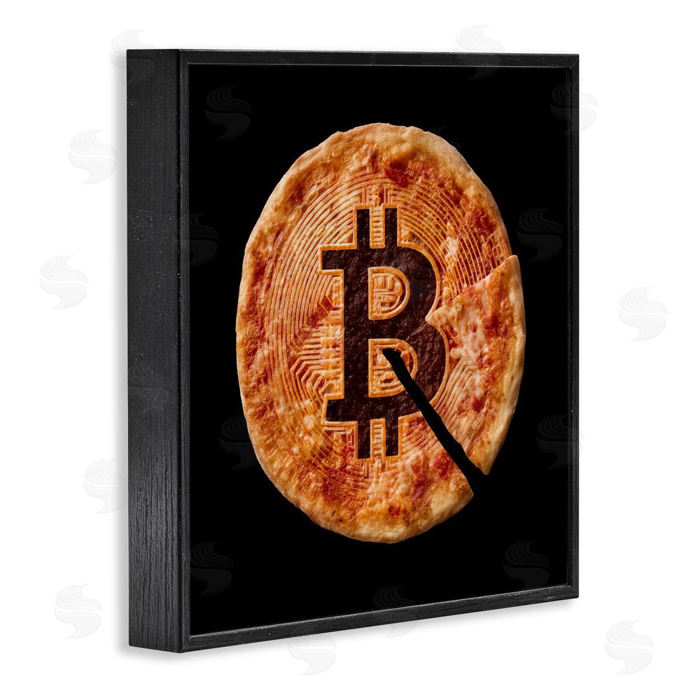 Svetlana Aleynikova Crypto Pizza Slice Black Framed Giclee Wall Art Print