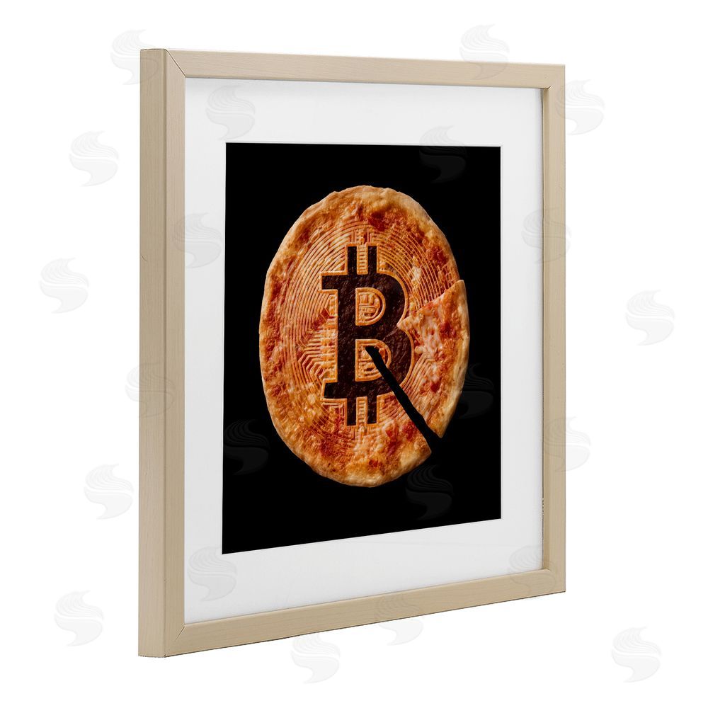 Svetlana Aleynikova Crypto Pizza Slice Birch Framed Print Under Glass Wall Art