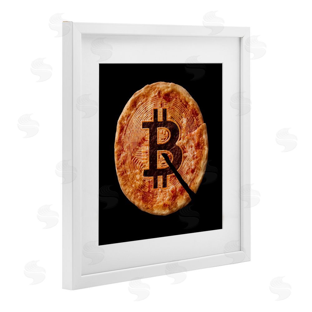 Svetlana Aleynikova Crypto Pizza Slice White Framed Print Under Glass Wall Art